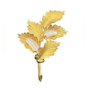 Creed 12k gold filled leaves brooch pin vintage